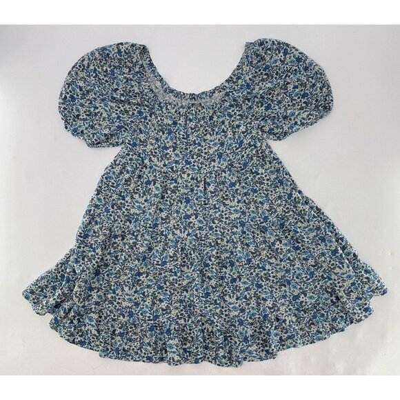 Wild Fable Off The Shoulder Floral Puff Sleeve Blue Mini Dress‎ Sz S Cottagecore - Picture 1 of 11